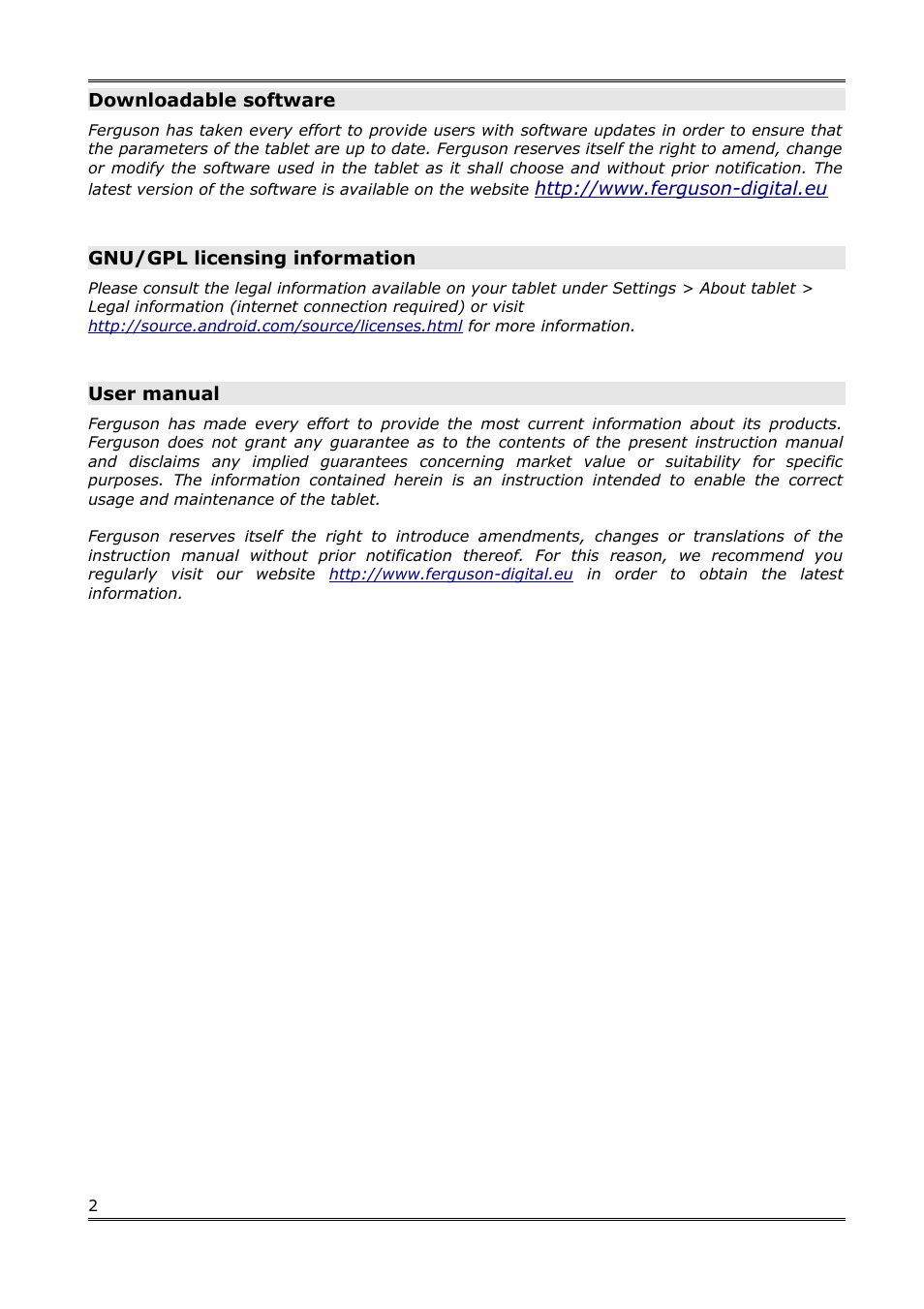 Ferguson Regent 10 User Manual | Page 3 / 21