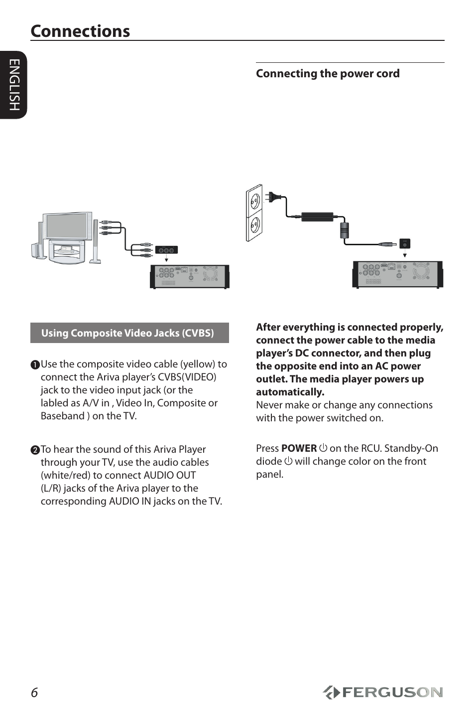 Connections, 6english | Ferguson Ariva HDplayer 310 User Manual | Page 10 / 38