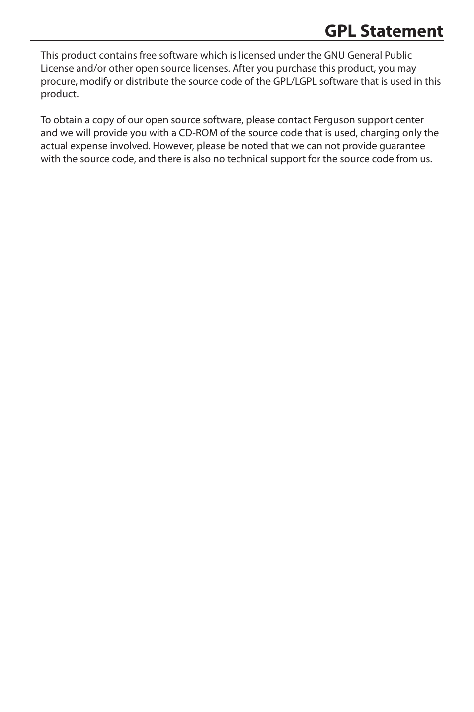 Gpl statement | Ferguson Ariva HDplayer 310 User Manual | Page 37 / 38