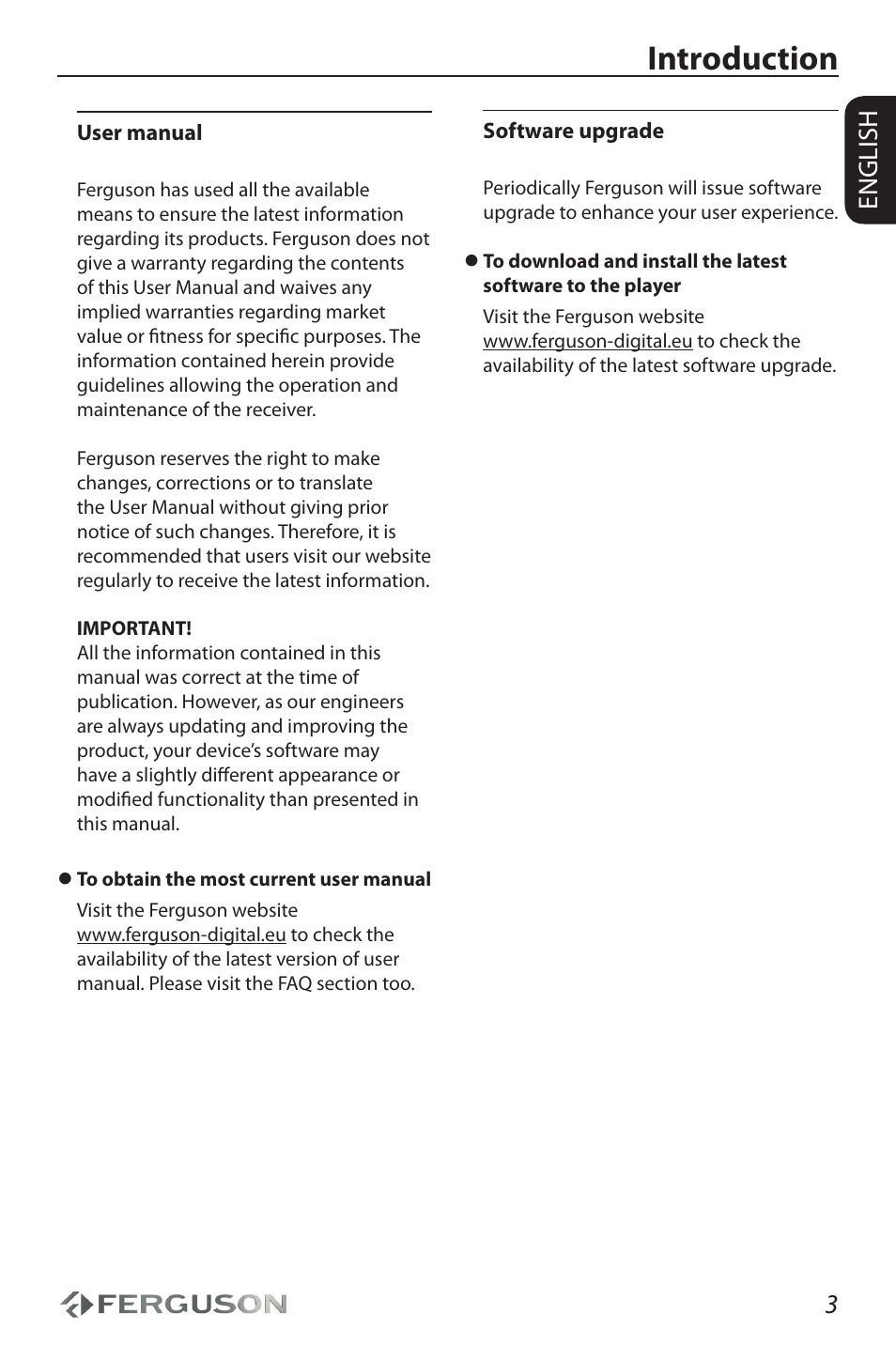 Introduction, 3english | Ferguson Ariva HDplayer 310 User Manual | Page 7 / 38