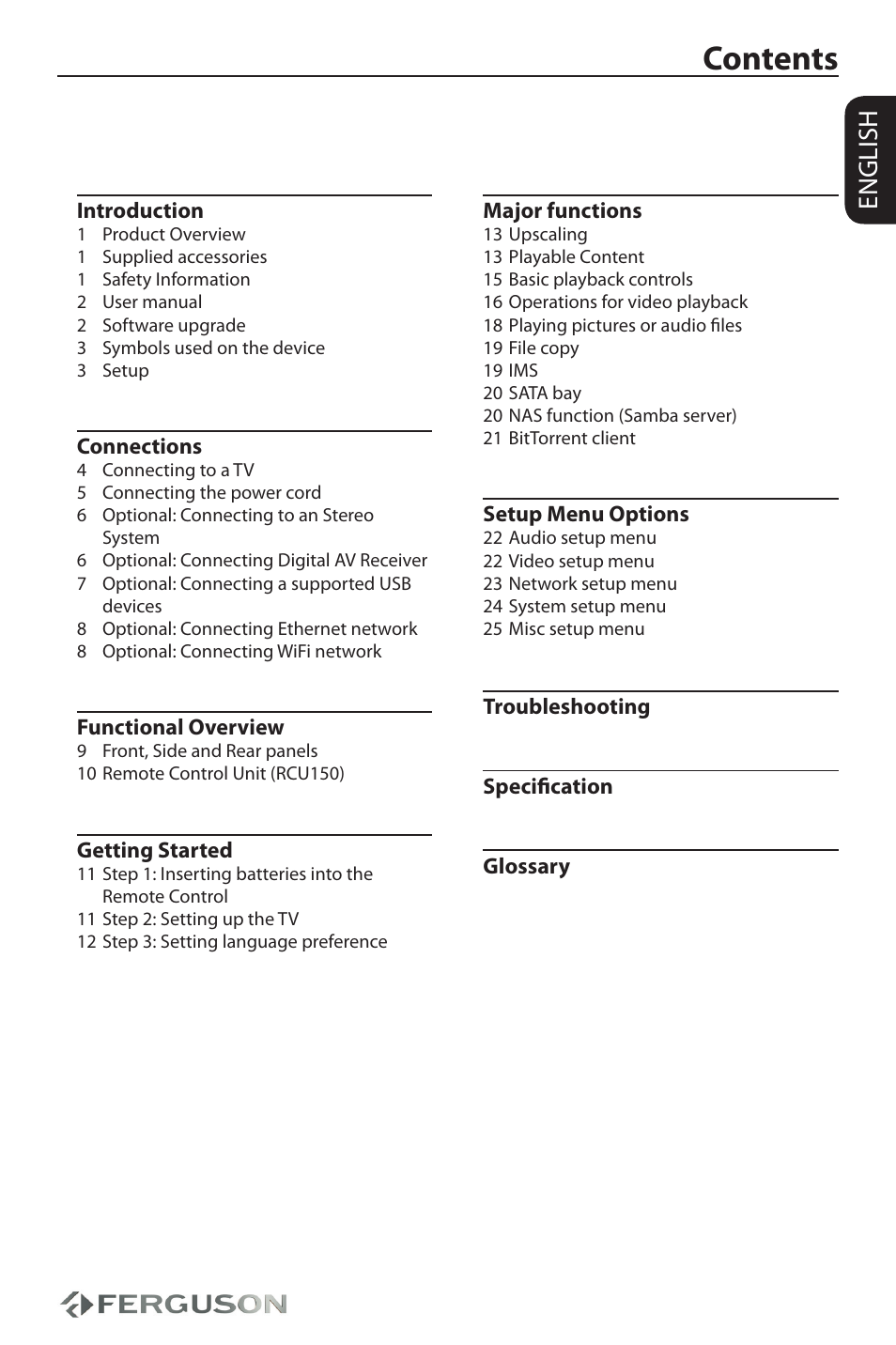 Ferguson Ariva HDplayer 210 User Manual | Page 3 / 36