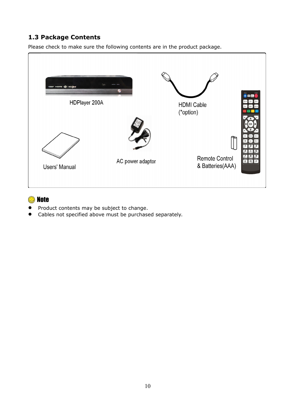 3 package contents | Ferguson Ariva HDplayer 200A User Manual | Page 10 / 46