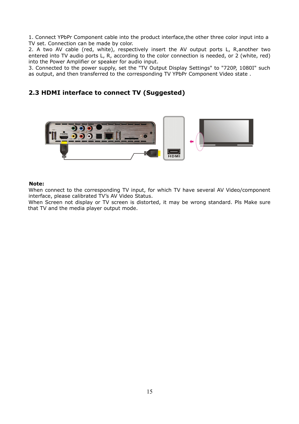 3 hdmi interface to connect tv (suggested) | Ferguson Ariva HDplayer 200A User Manual | Page 15 / 46