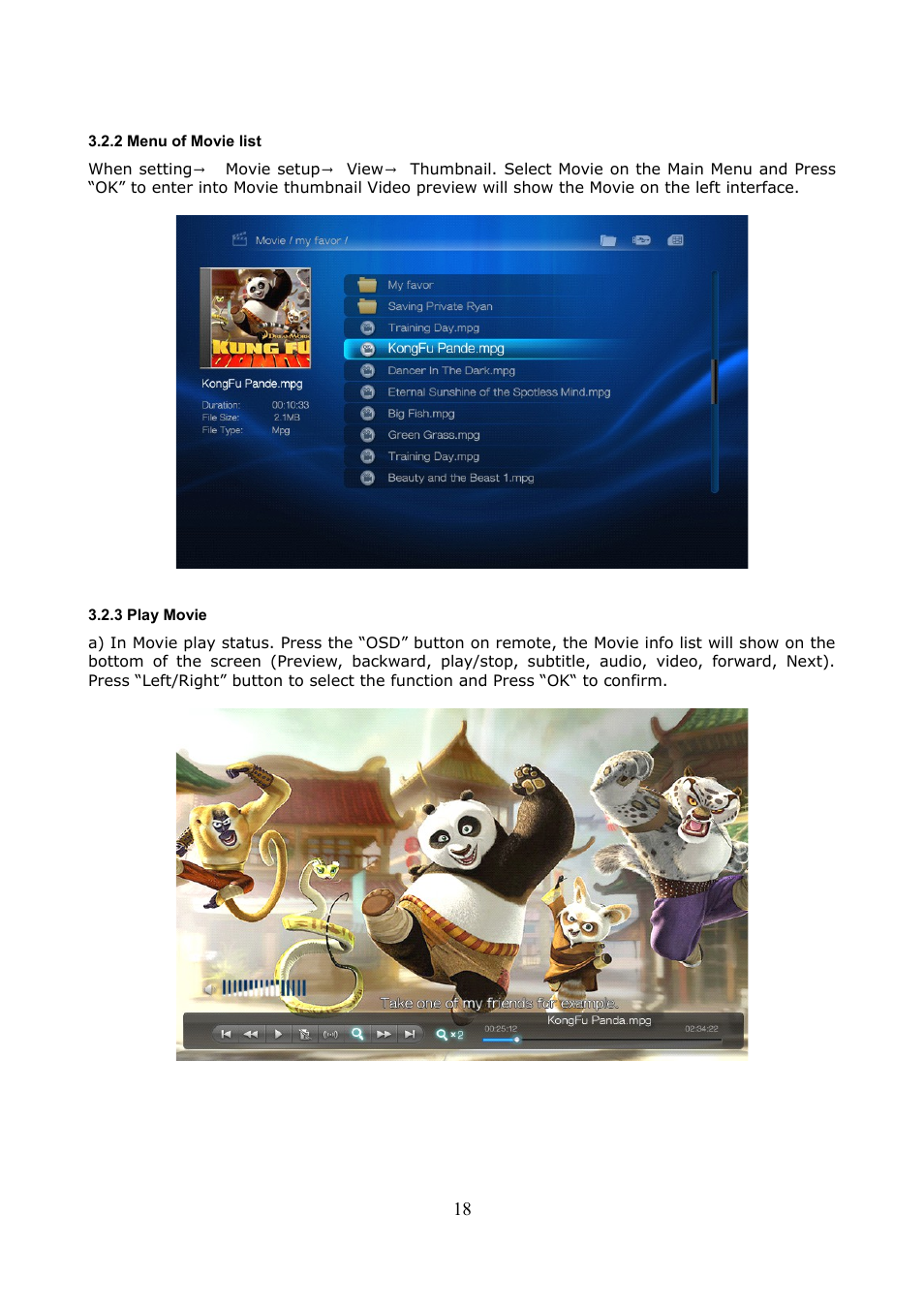 2 menu of movie list, 3 play movie | Ferguson Ariva HDplayer 200A User Manual | Page 18 / 46