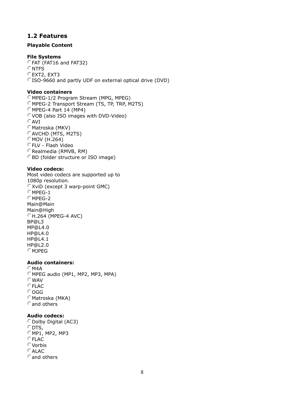 2 features | Ferguson Ariva HDplayer 200A User Manual | Page 8 / 46