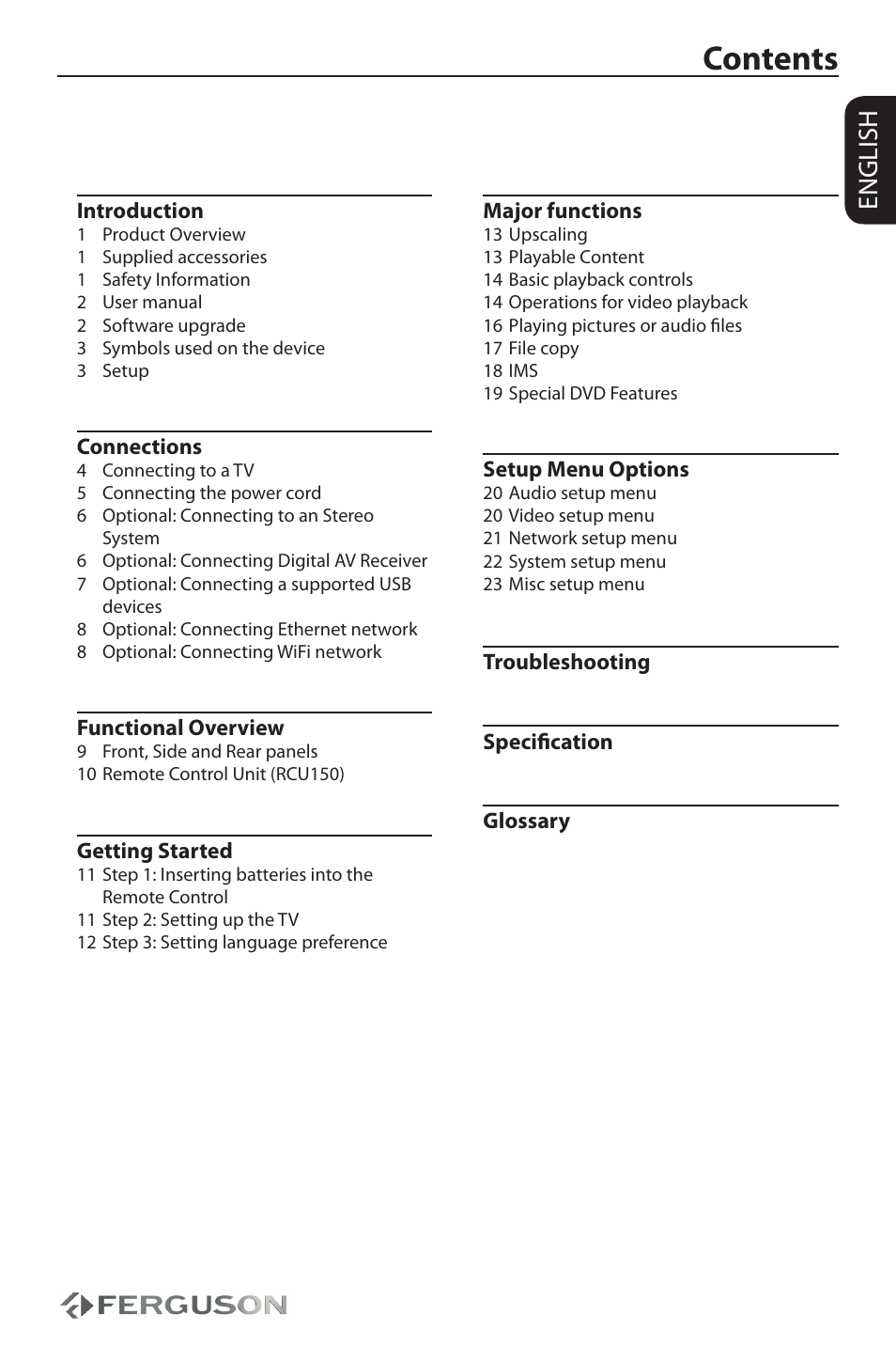 Ferguson Ariva HDplayer 150DVD User Manual | Page 3 / 32