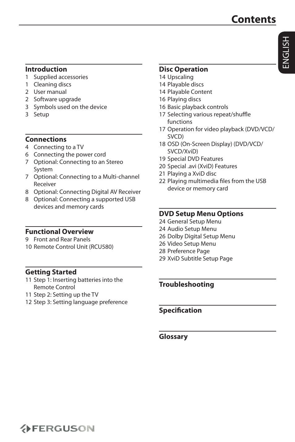 Ferguson D-990 HX User Manual | Page 3 / 38