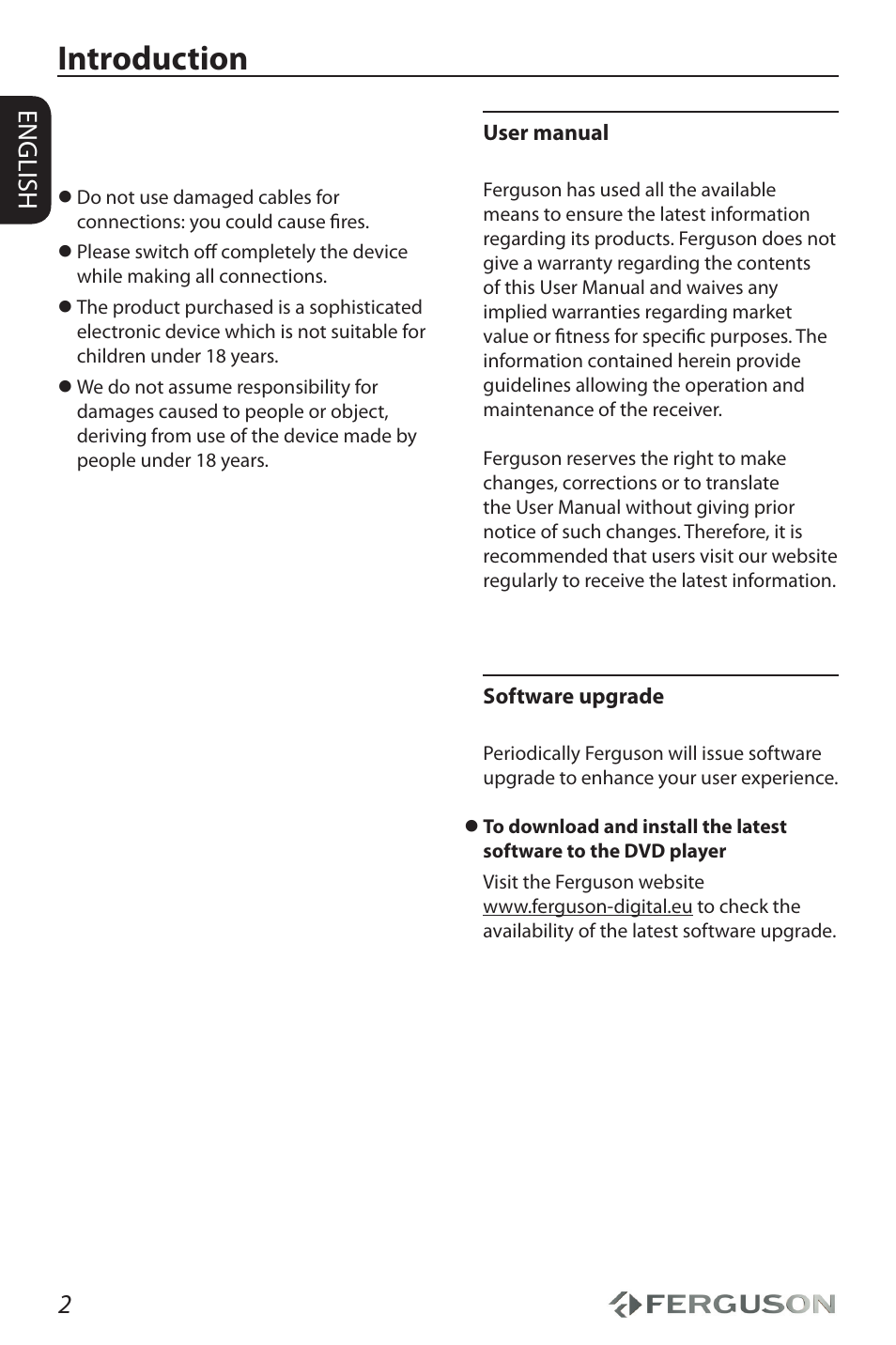 Introduction, 2english | Ferguson D-990 HX User Manual | Page 6 / 38