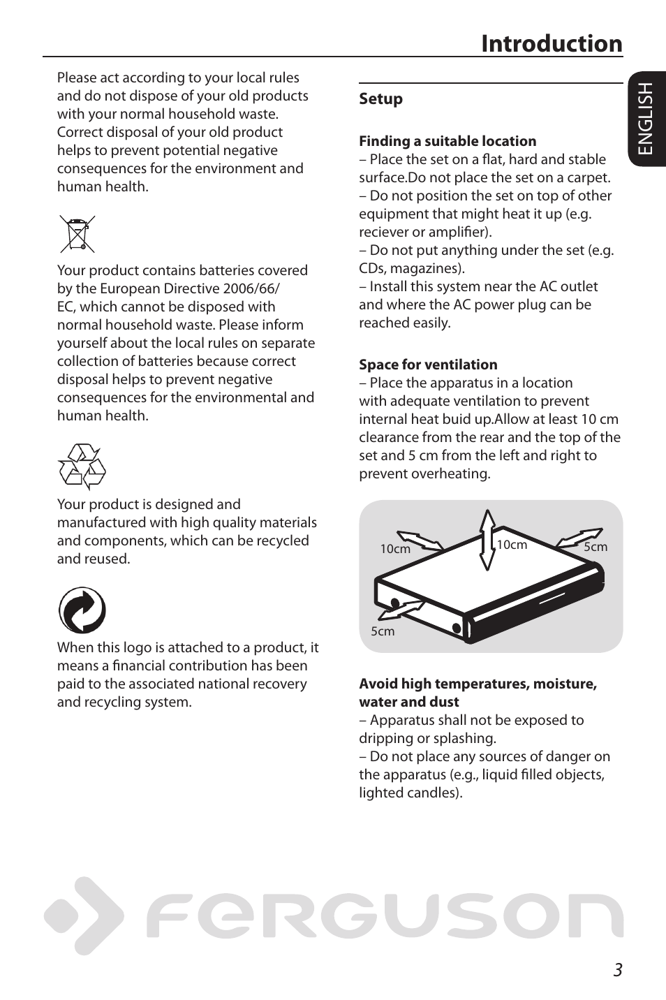 Introduction, 3english | Ferguson D-580 User Manual | Page 9 / 38