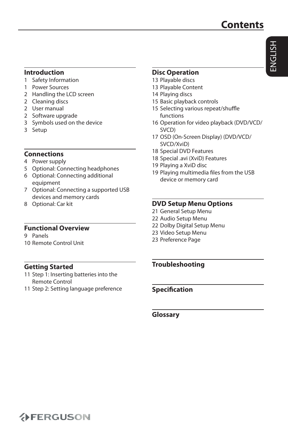 Ferguson Cute9 User Manual | Page 3 / 32