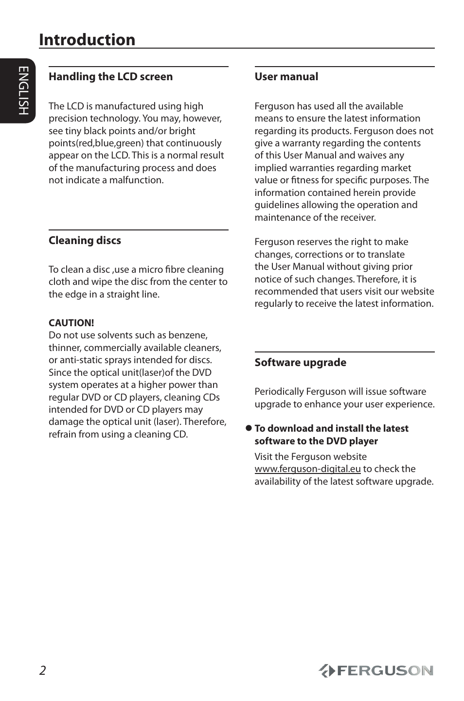 Introduction, 2english | Ferguson Cute9 User Manual | Page 6 / 32