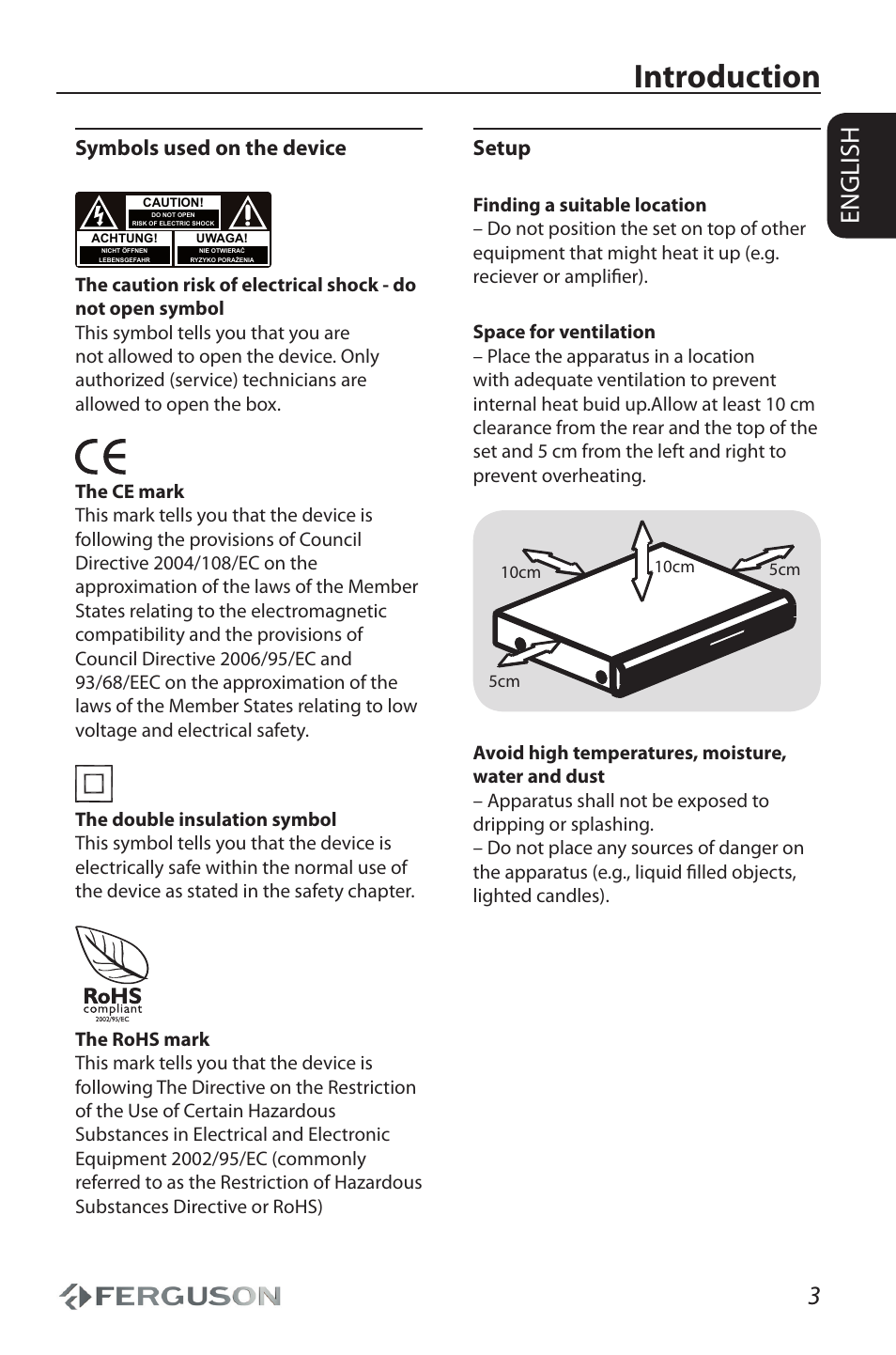 Introduction, 3english | Ferguson Cute9 User Manual | Page 7 / 32