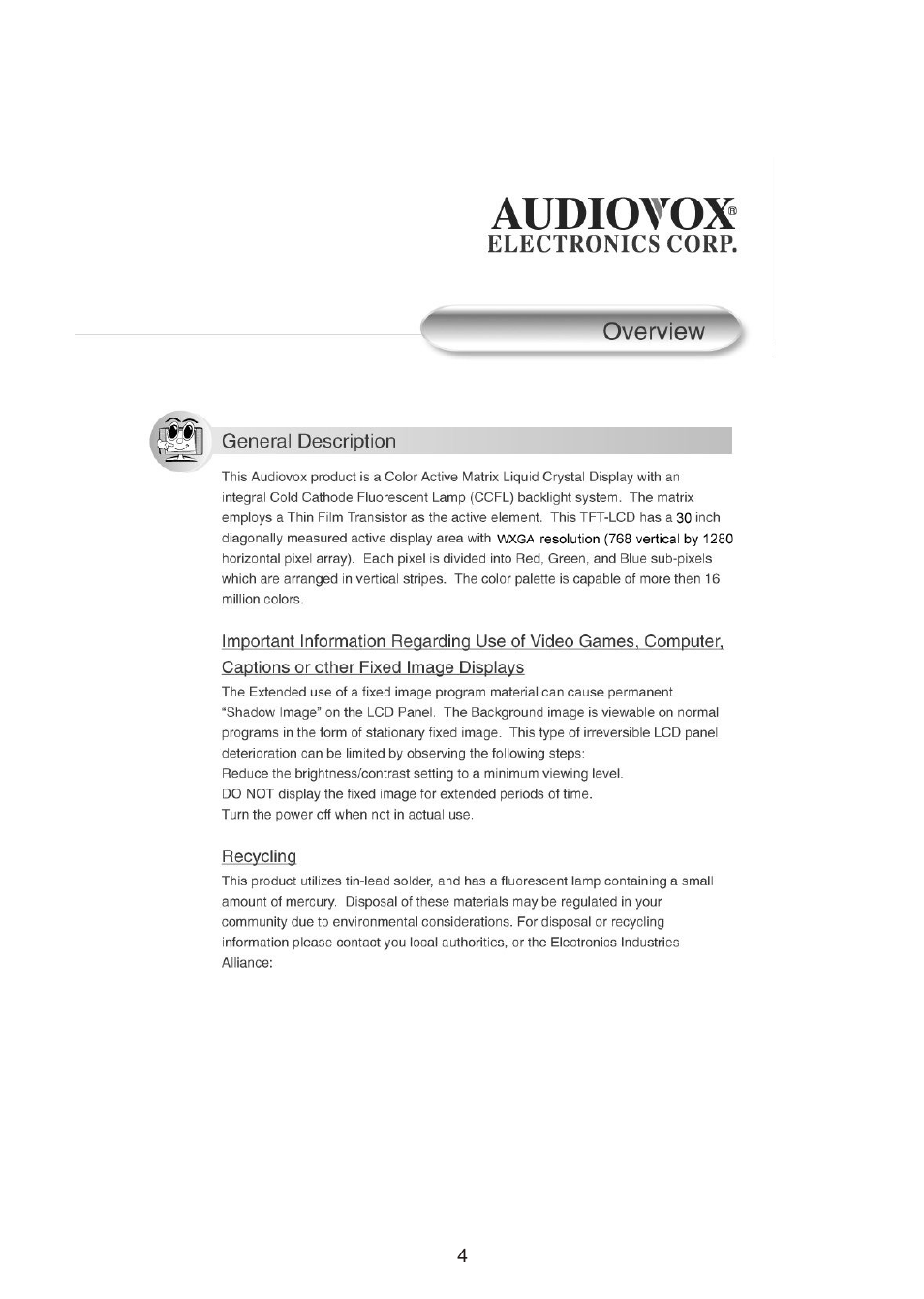 Audiovox FPE3000 User Manual | Page 4 / 43