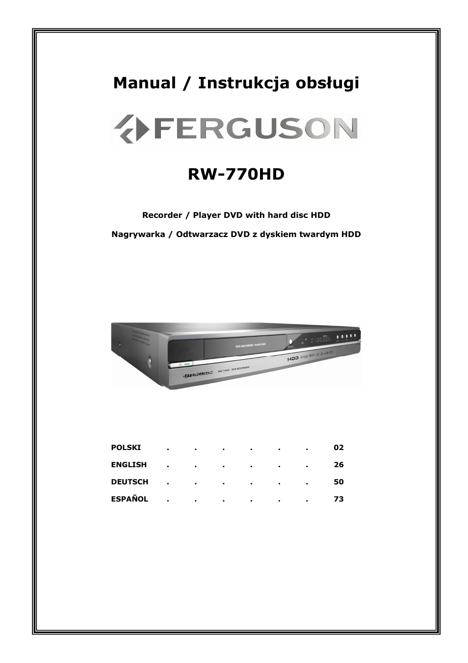 Ferguson RW-770 HD User Manual | 97 pages