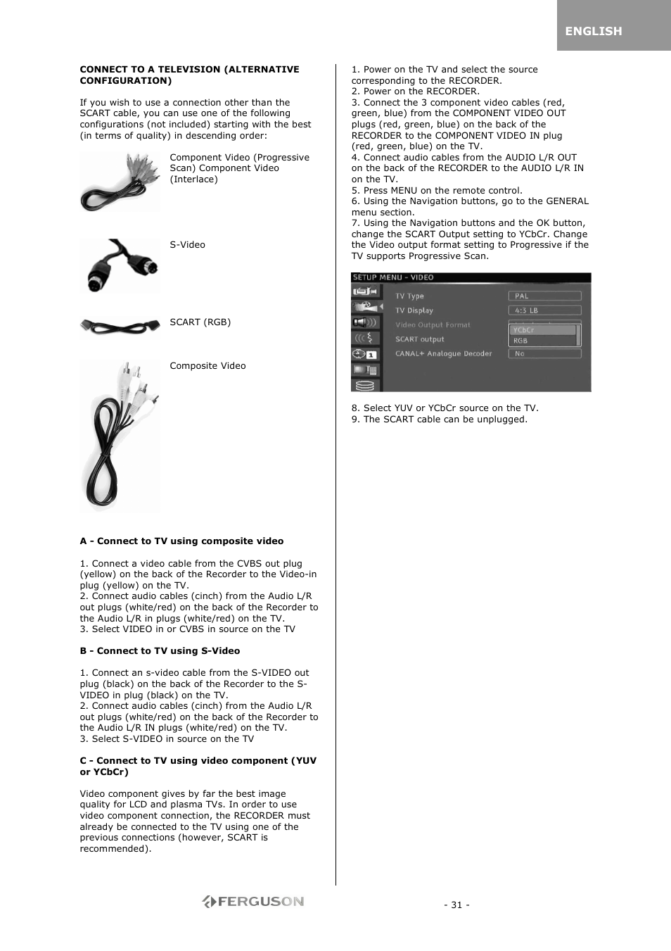 Ferguson RW-770 HD User Manual | Page 31 / 97