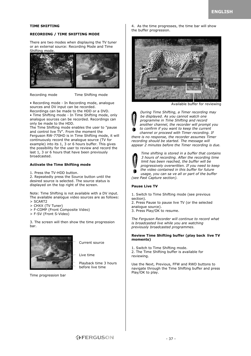 Ferguson RW-770 HD User Manual | Page 37 / 97
