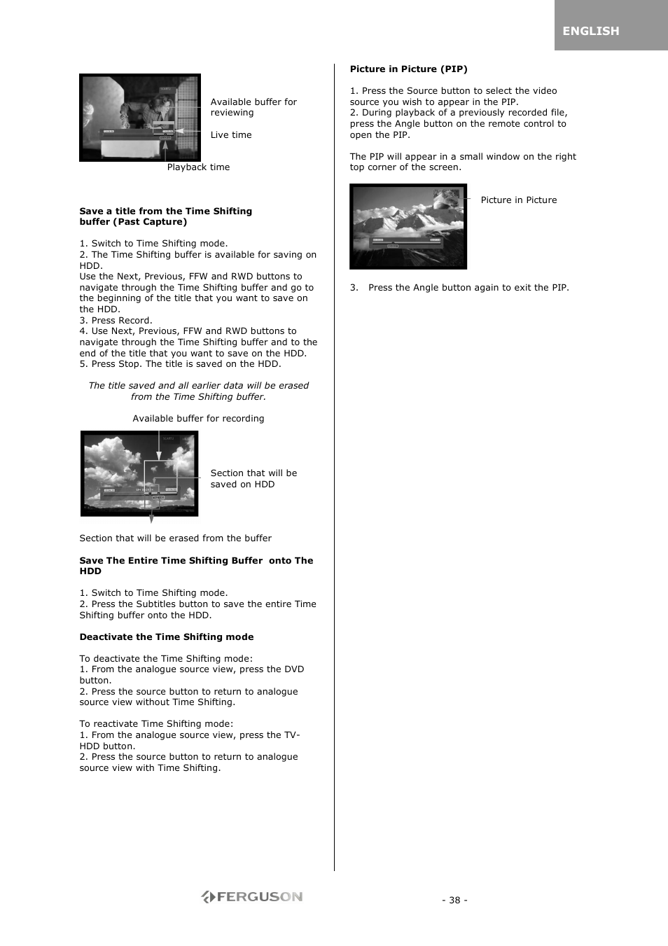 Ferguson RW-770 HD User Manual | Page 38 / 97