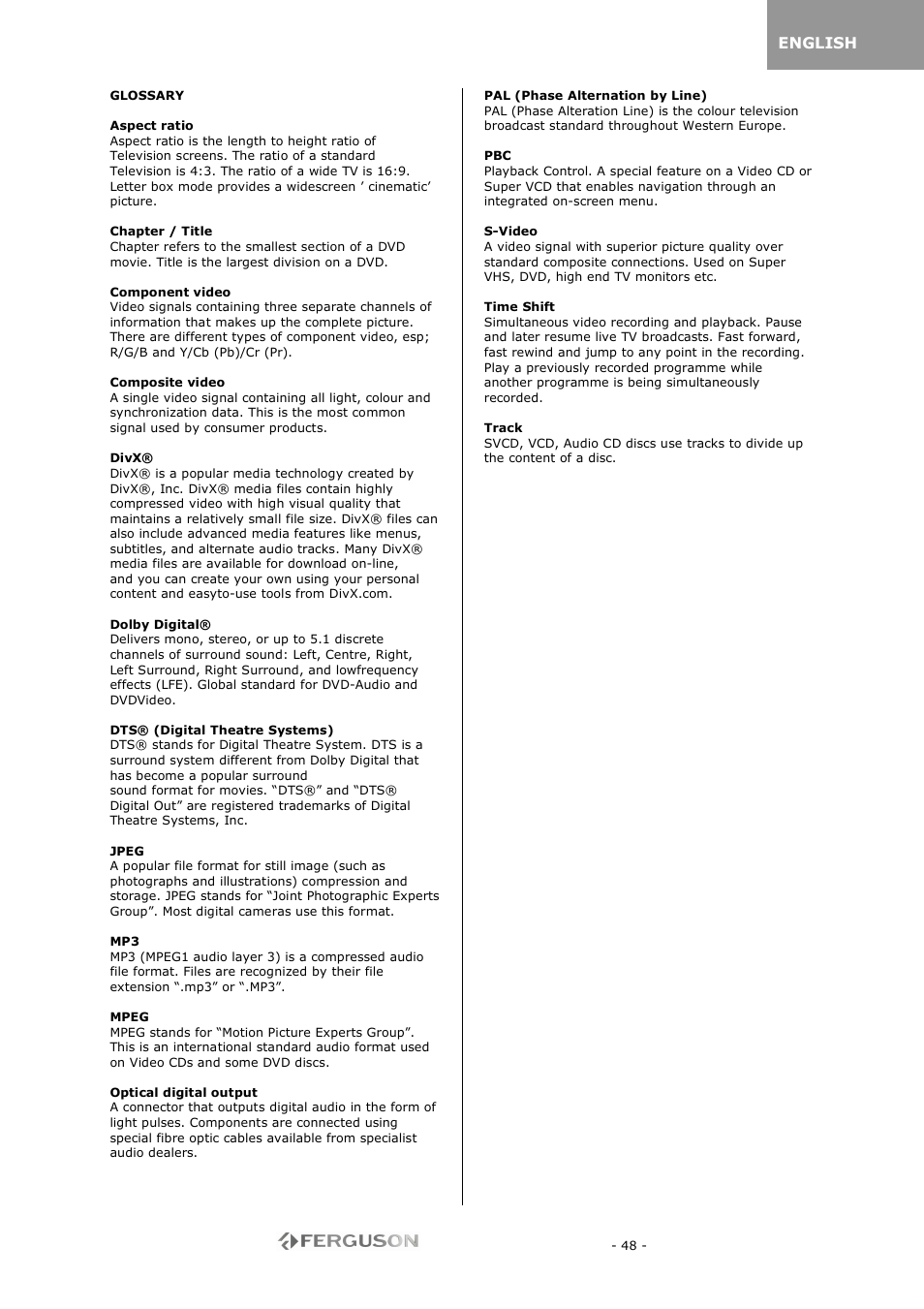 Ferguson RW-770 HD User Manual | Page 48 / 97