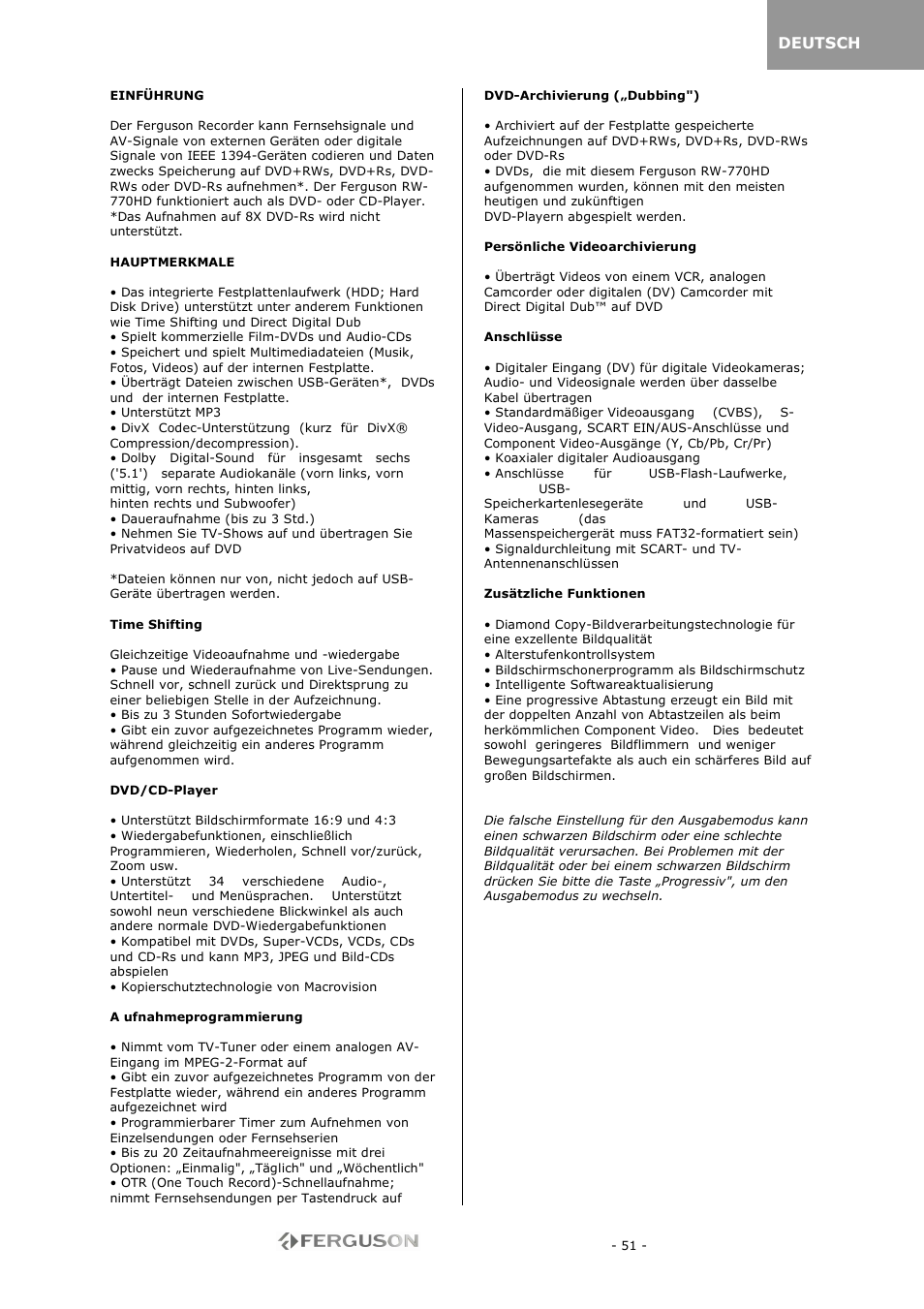 Ferguson RW-770 HD User Manual | Page 51 / 97