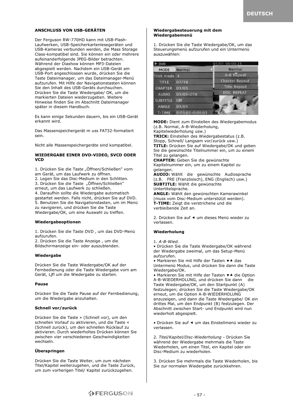 Ferguson RW-770 HD User Manual | Page 57 / 97