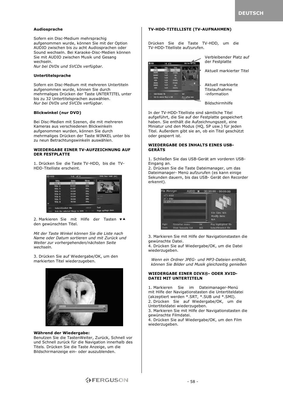 Ferguson RW-770 HD User Manual | Page 58 / 97