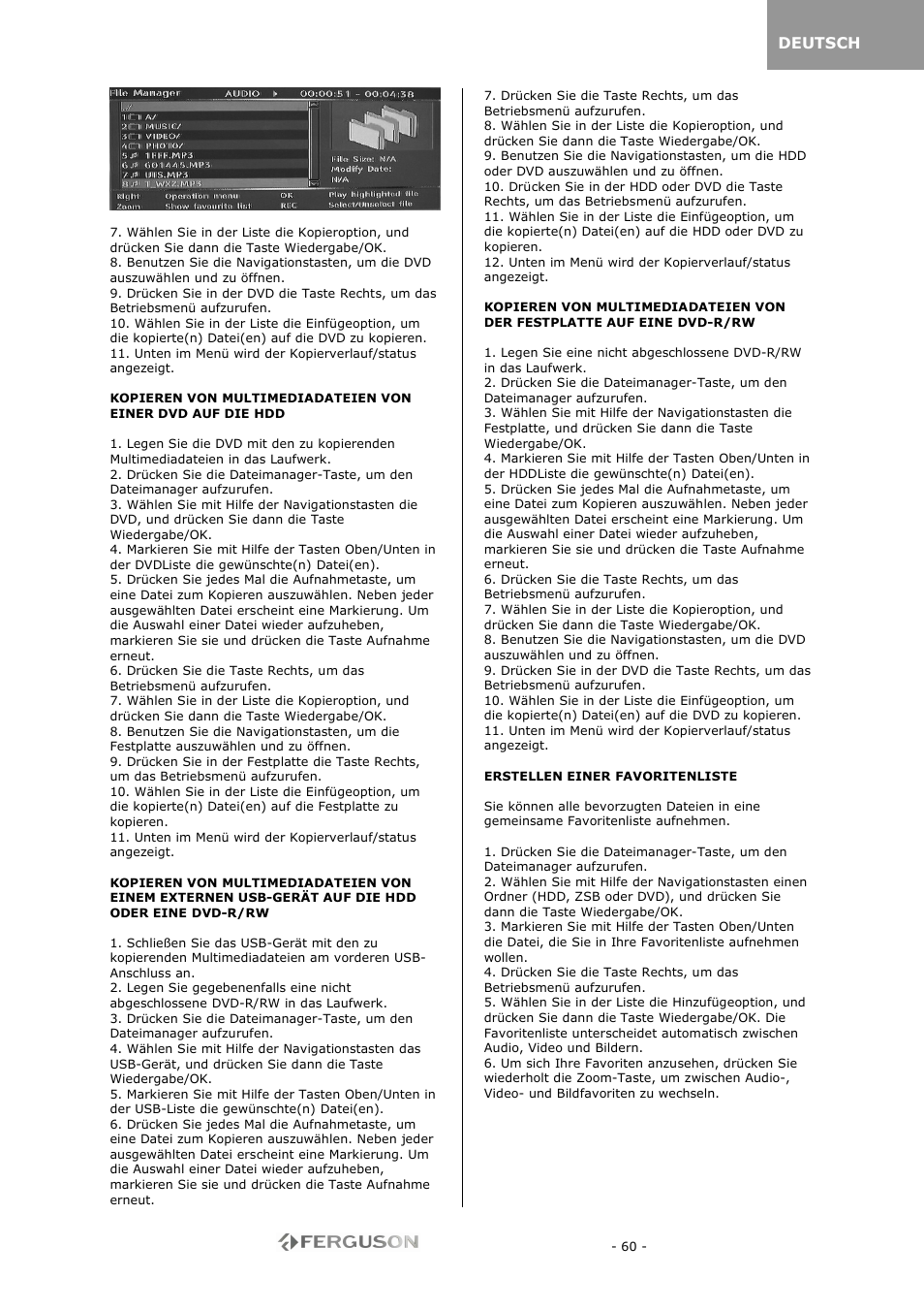 Ferguson RW-770 HD User Manual | Page 60 / 97