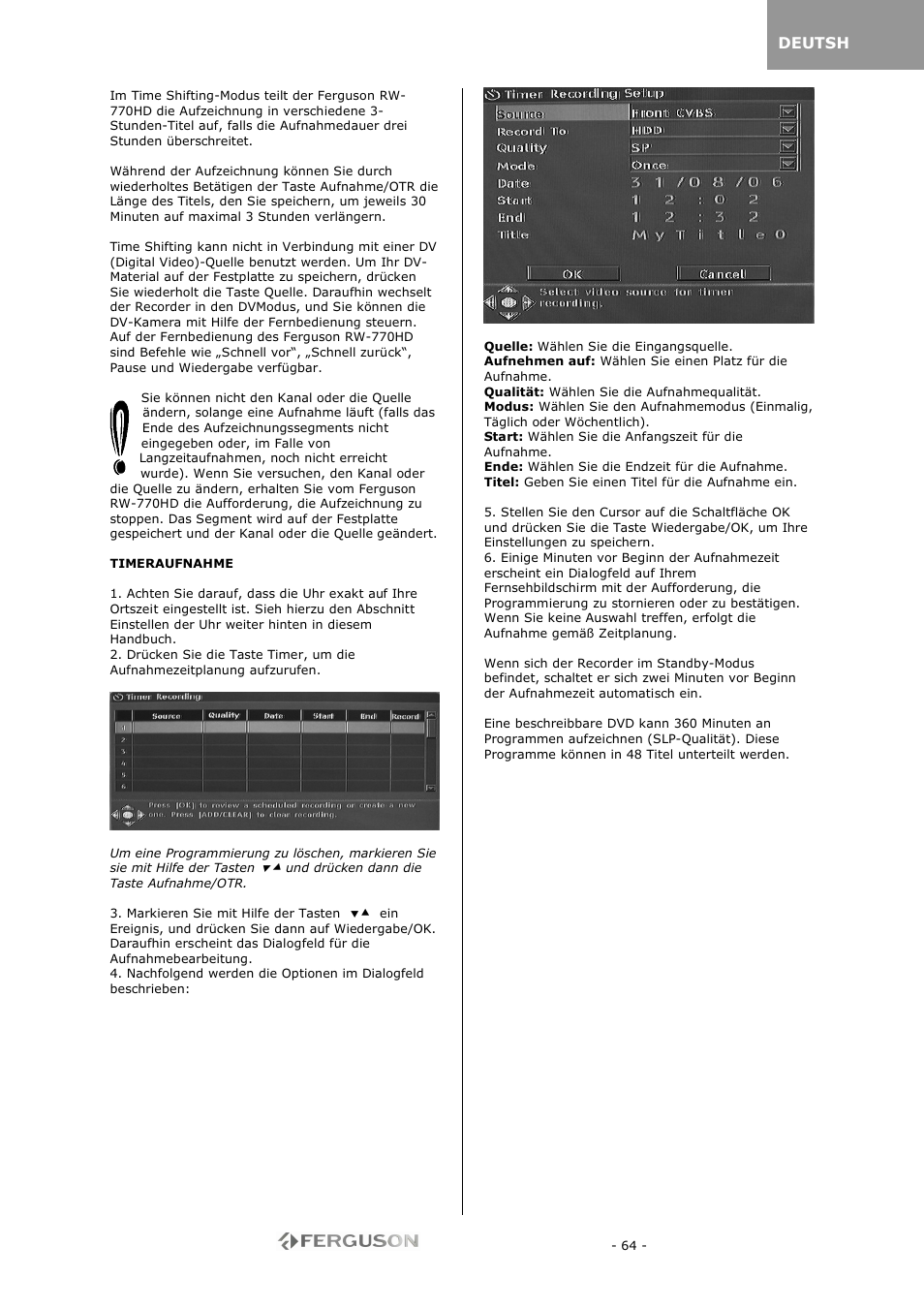 Ferguson RW-770 HD User Manual | Page 64 / 97