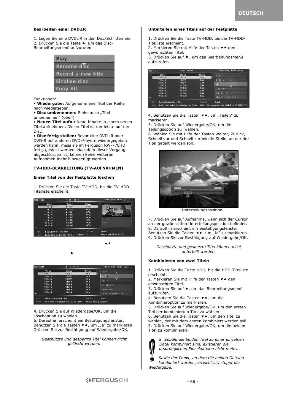 Ferguson RW-770 HD User Manual | Page 66 / 97