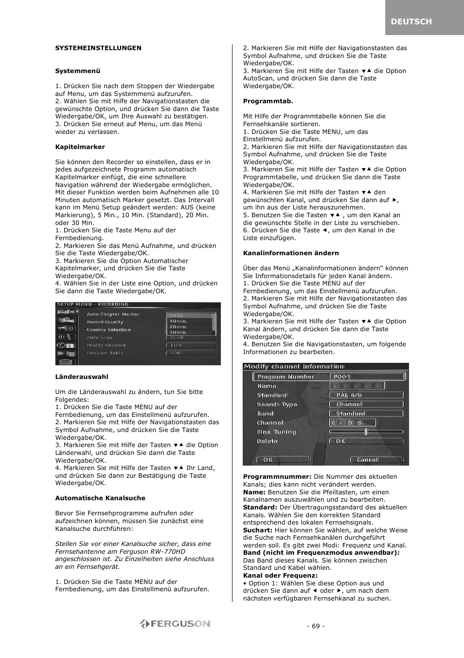 Ferguson RW-770 HD User Manual | Page 69 / 97