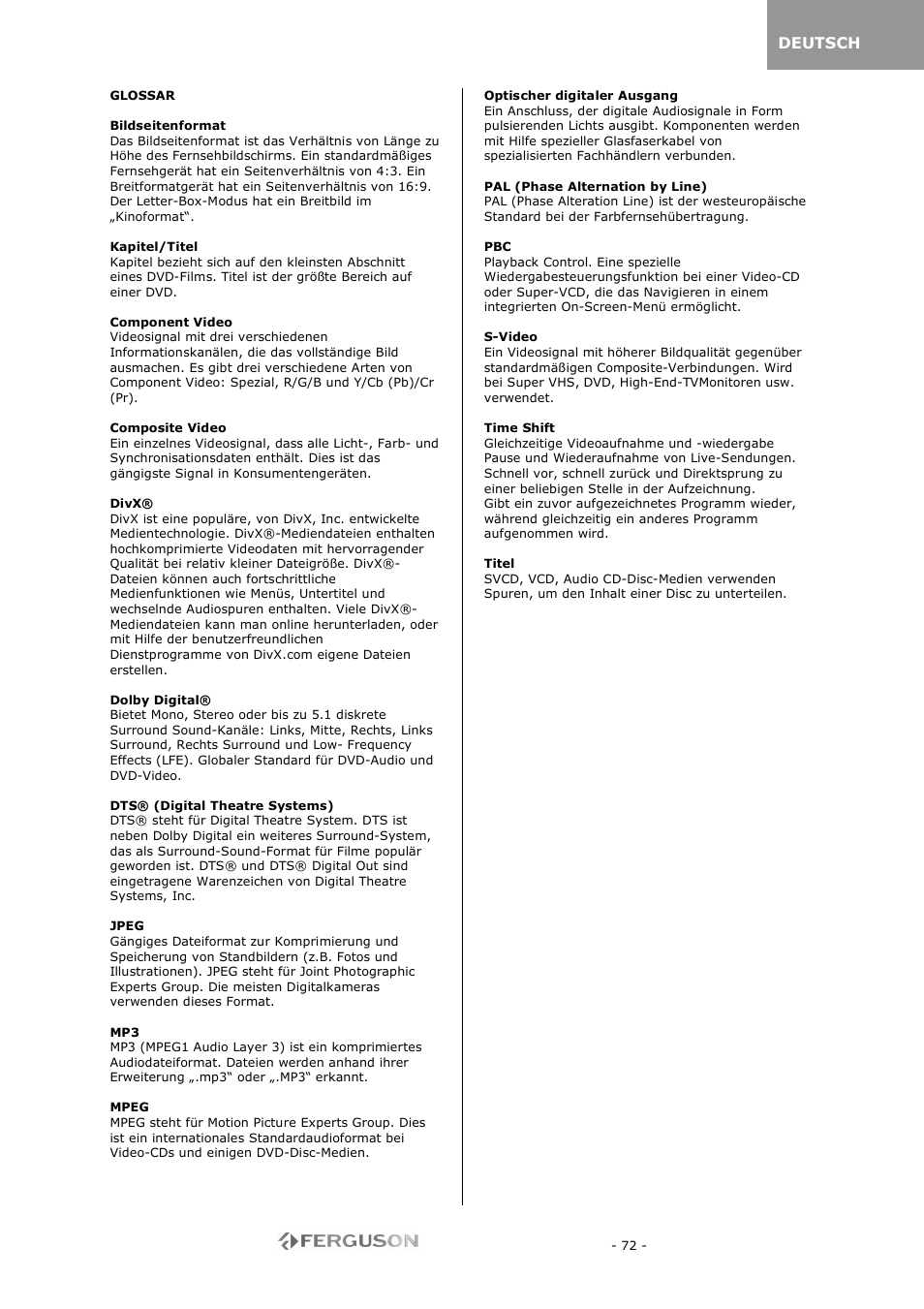 Ferguson RW-770 HD User Manual | Page 72 / 97