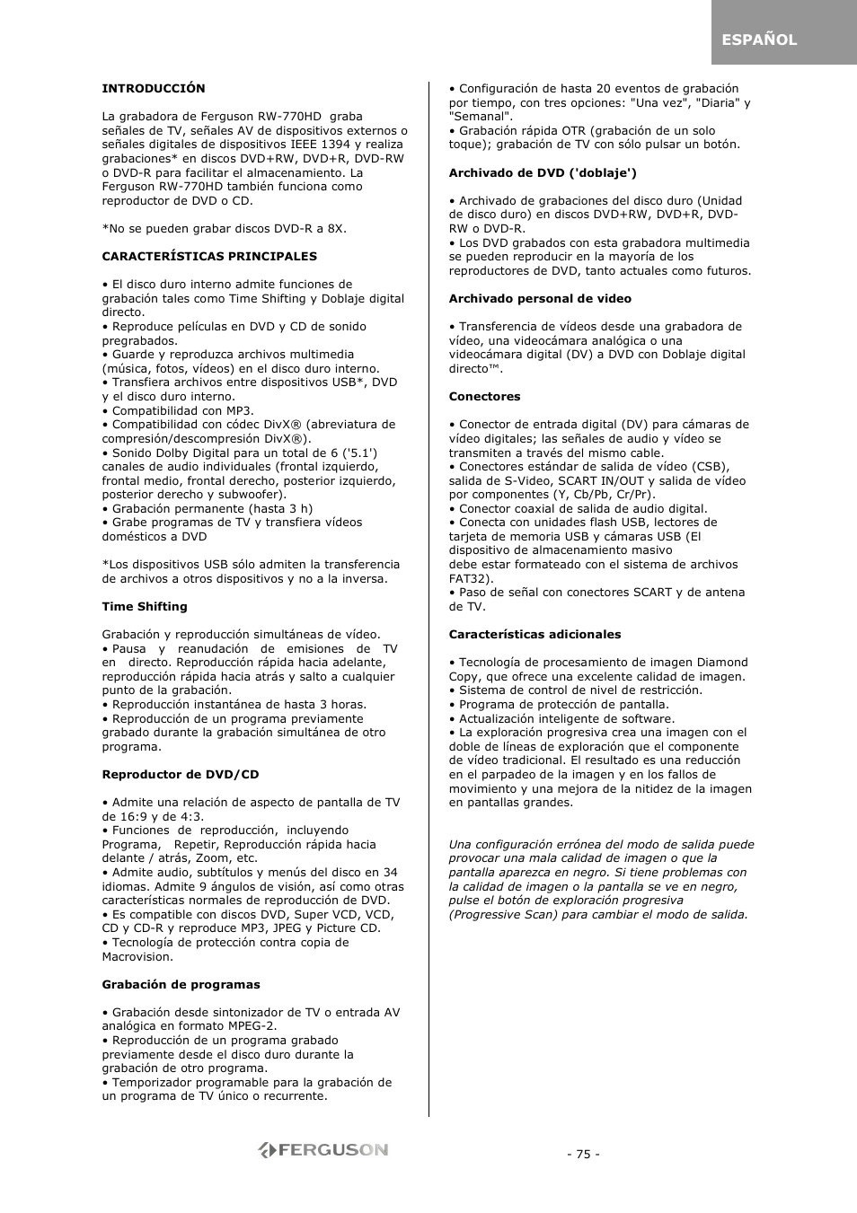 Ferguson RW-770 HD User Manual | Page 75 / 97