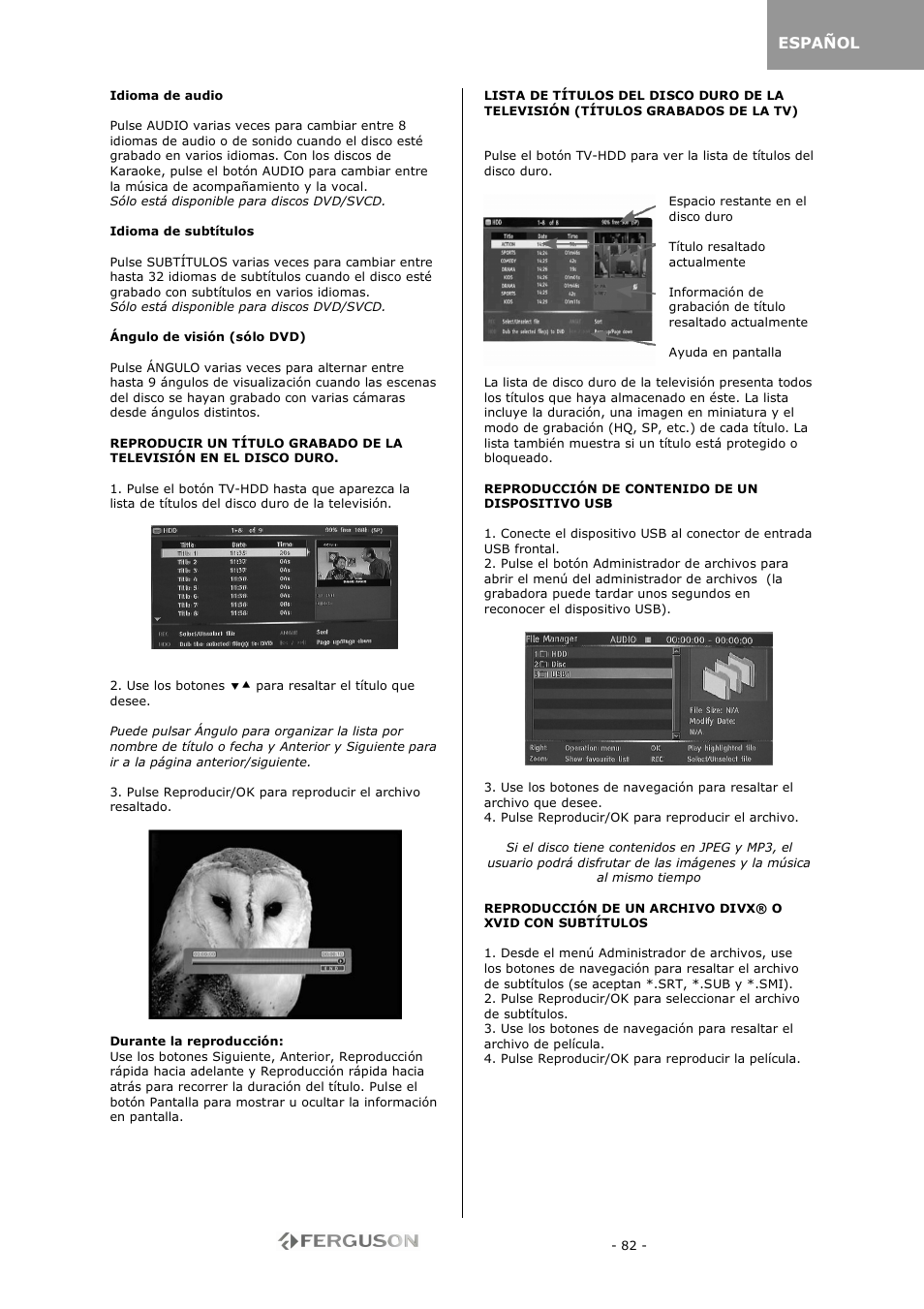 Ferguson RW-770 HD User Manual | Page 82 / 97