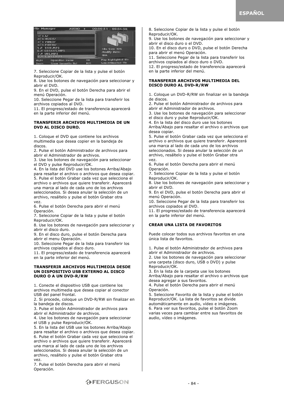 Ferguson RW-770 HD User Manual | Page 84 / 97
