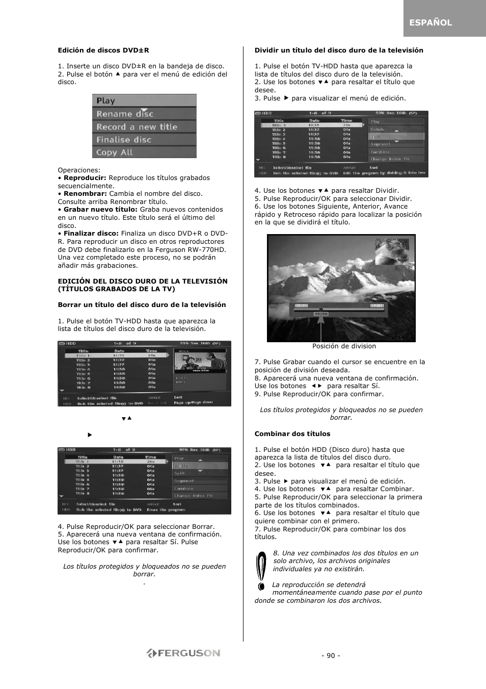 Ferguson RW-770 HD User Manual | Page 90 / 97