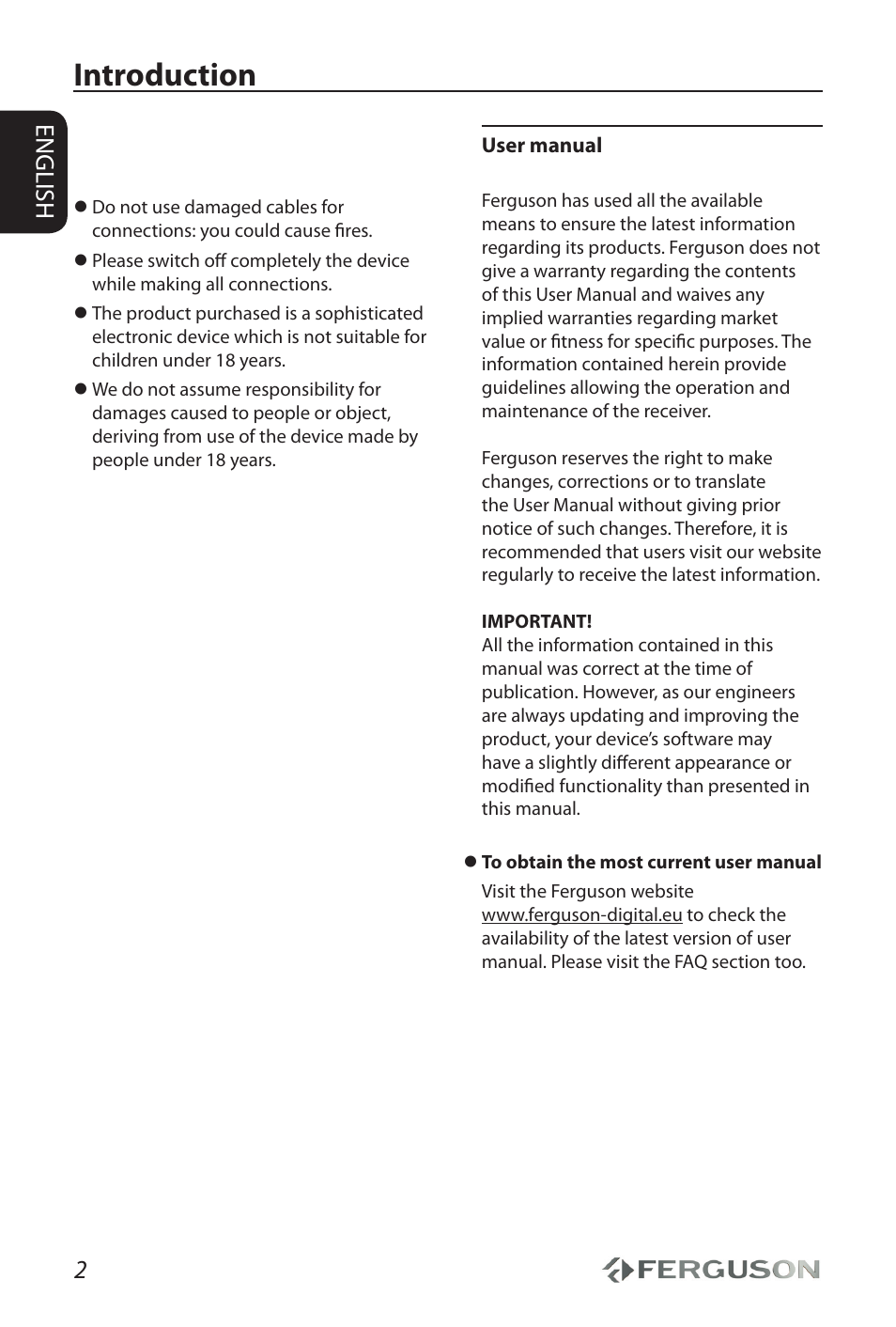 Introduction, 2english | Ferguson AV290DVD User Manual | Page 6 / 28