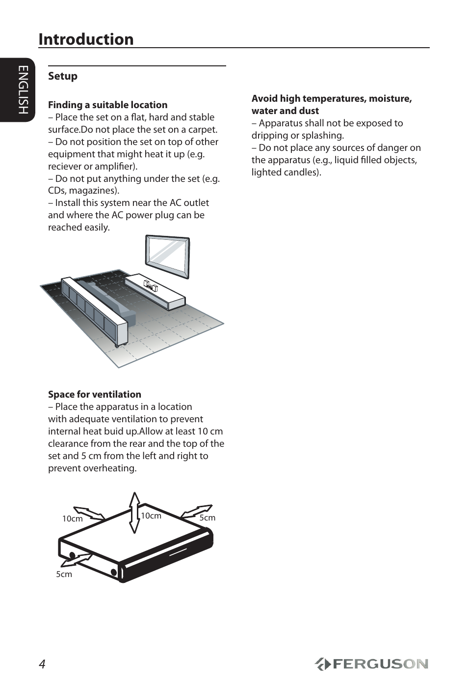 Introduction, 4english | Ferguson AV290DVD User Manual | Page 8 / 28