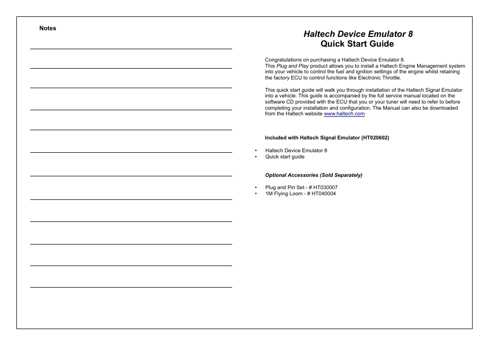 Haltech device emulator 8 quick start guide | Haltech Device Emulator 8 (HT020602) User Manual | Page 3 / 8