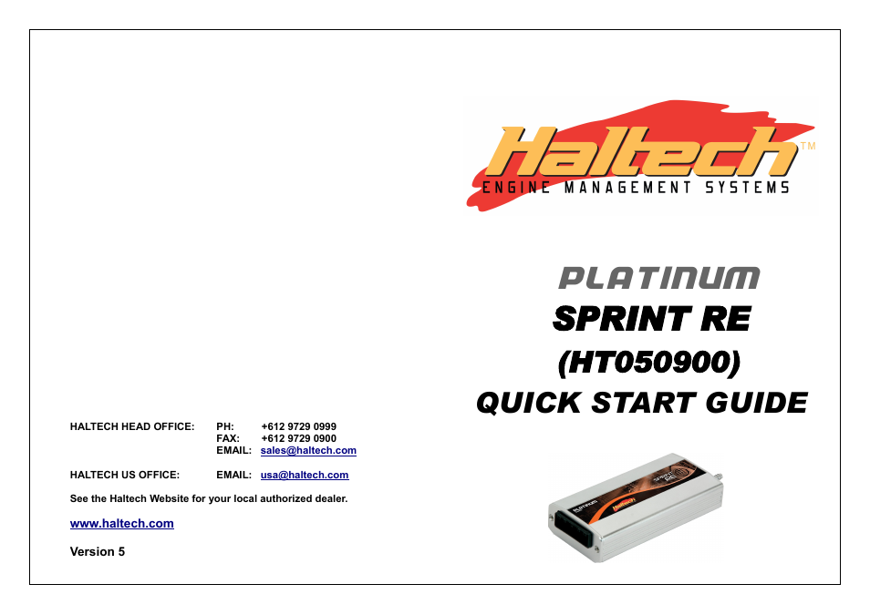 Haltech Platinum Sprint RE (HT050900) User Manual | 32 pages