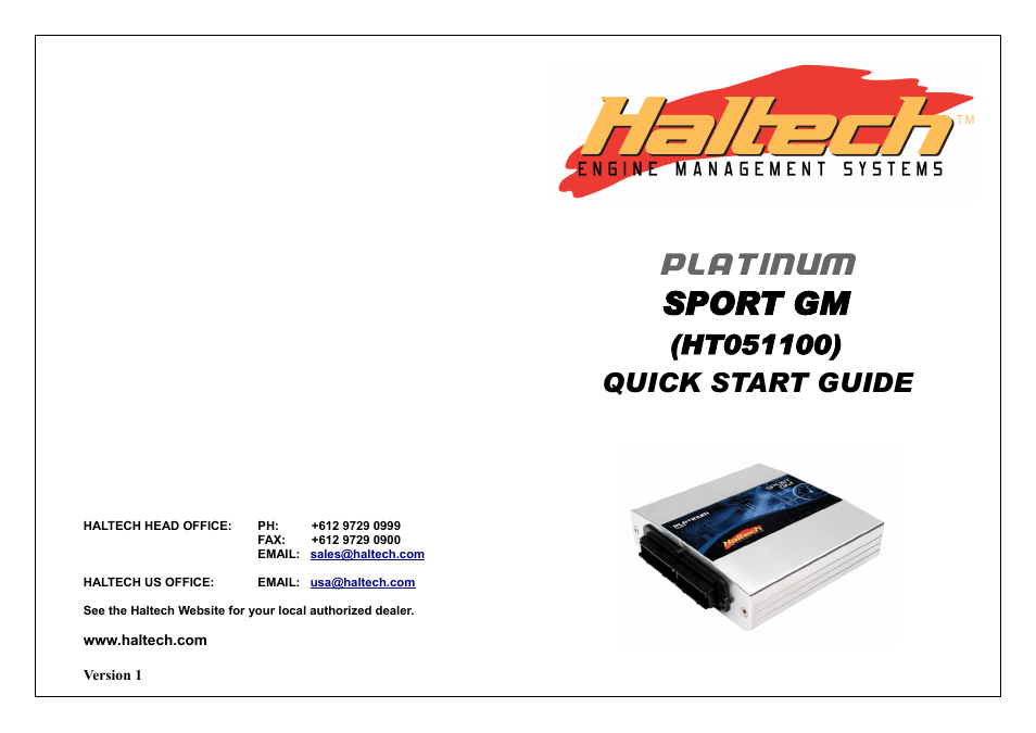 Haltech Platinum Sport GM (HT051100) User Manual | 16 pages