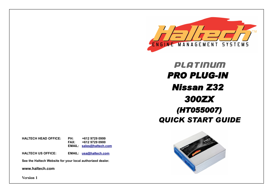 Haltech Platinum PRO PLUG-IN Nissan Z32 300ZX (HT055007) User Manual | 16 pages