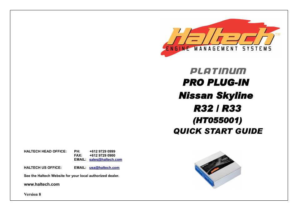 Haltech Platinum PRO PLUG-IN Nissan Skyline R32 / R33 (HT055001) User Manual | 16 pages