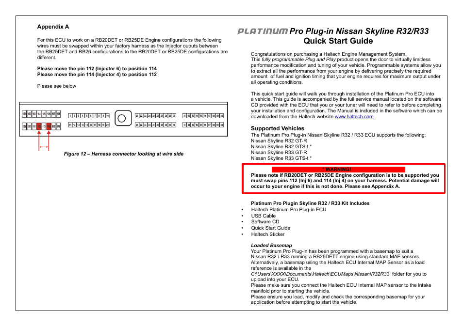 Platinum | Haltech Platinum PRO PLUG-IN Nissan Skyline R32 / R33 (HT055001) User Manual | Page 3 / 16