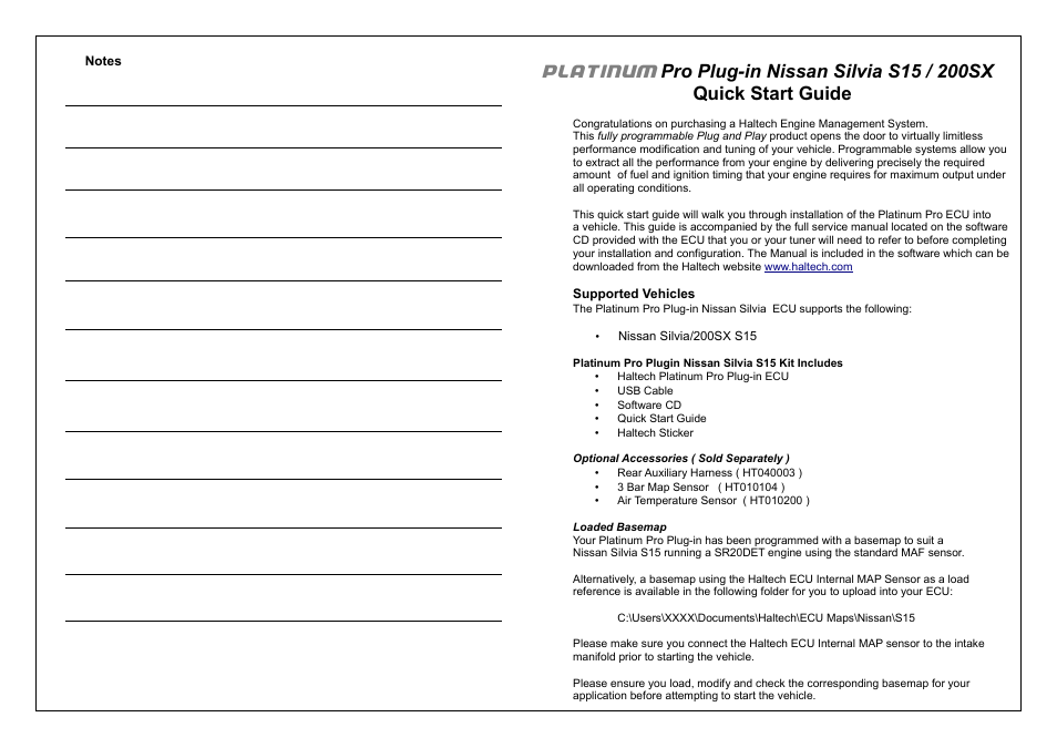 Platinum | Haltech Platinum PRO PLUG-IN Nissan Silvia S15 / 200SX (HT055012) User Manual | Page 14 / 16