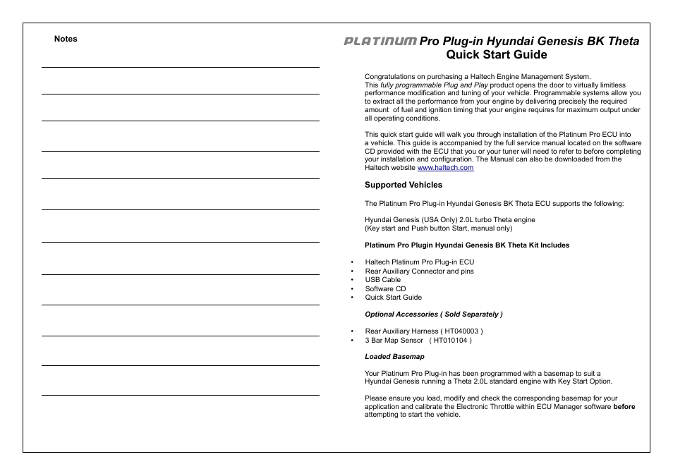 Platinum | Haltech Platinum PRO PLUG-IN Hyundai Genesis BK Theta (HT055045) User Manual | Page 18 / 20