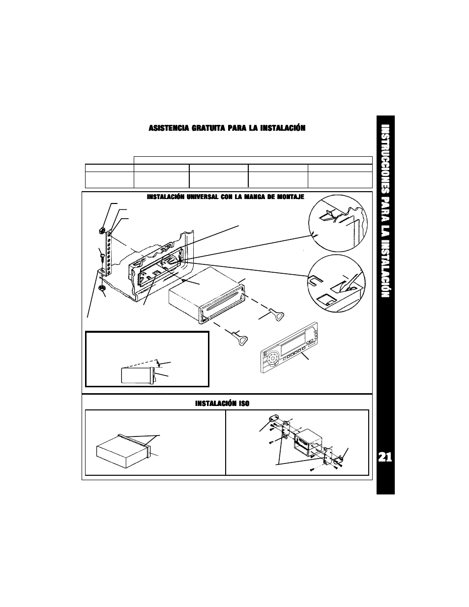 Asistencia gratuita para la instalación | Audiovox Rampage ACD-70 User Manual | Page 21 / 38