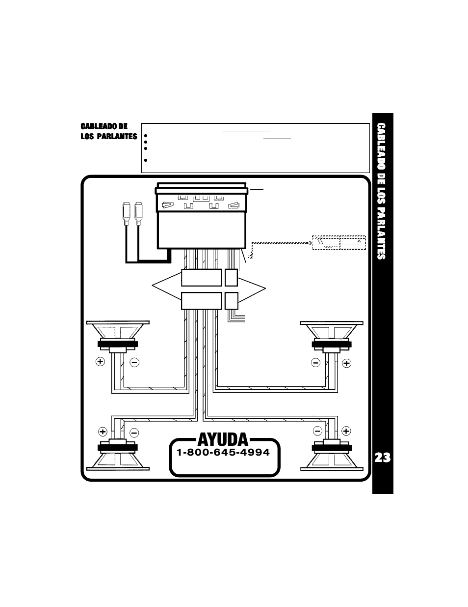 Ayuda, Cableado de | Audiovox Rampage ACD-70 User Manual | Page 23 / 38