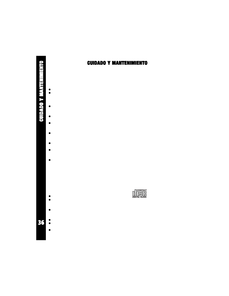 Cuidado y mantenimiento | Audiovox Rampage ACD-70 User Manual | Page 36 / 38