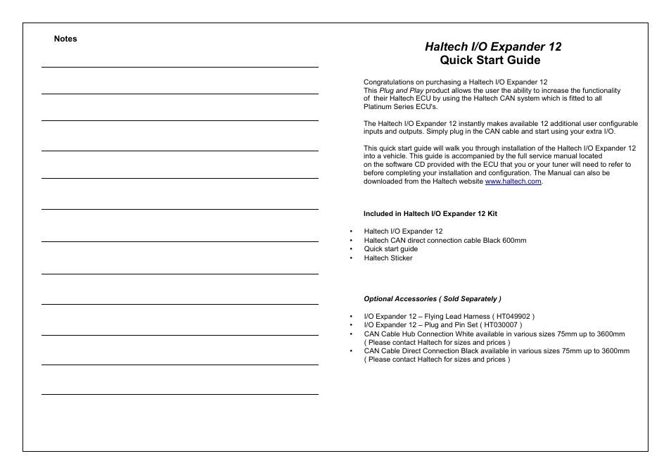Haltech i/o expander 12 quick start guide | Haltech I/O Expander 12 (HT059900) User Manual | Page 10 / 12