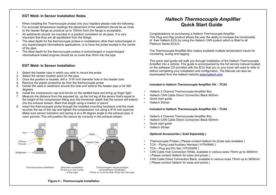 Haltech thermocouple amplifier quick start guide | Haltech Thermocouple Amplifier TCA 2 (HT059920 / HT059921) ( A / B ) User Manual | Page 6 / 8