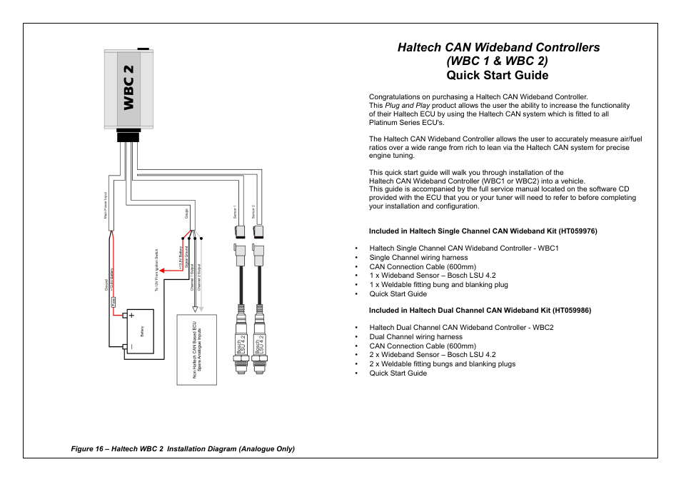 Haltech PLATINUM Series CAN WIDEBAND CONTROLLER WBC 2 (HT059980) User Manual | Page 14 / 16